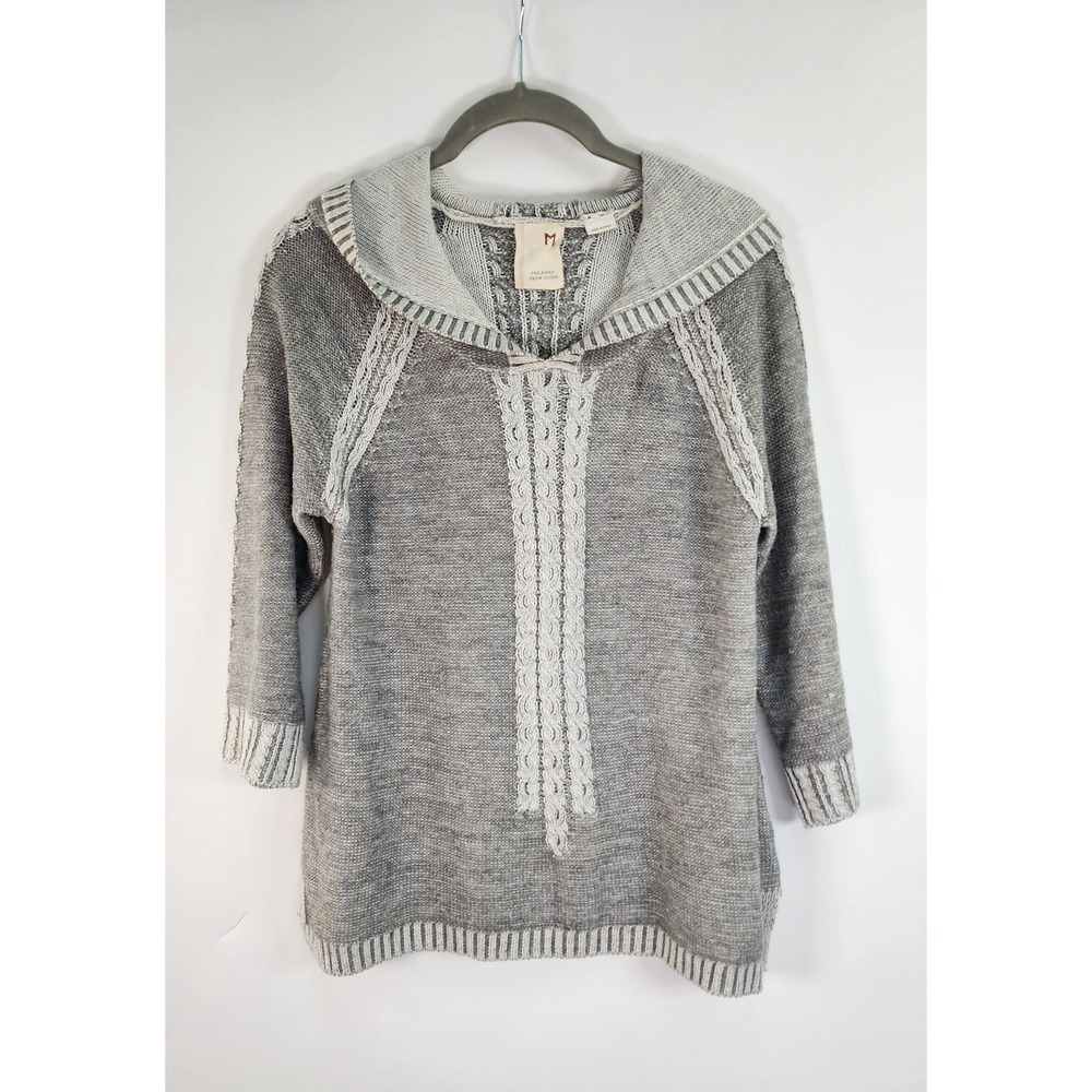Anthropologie Far Away From Close Sweater Women's M Boho Hoodie 3/4 Sleeve